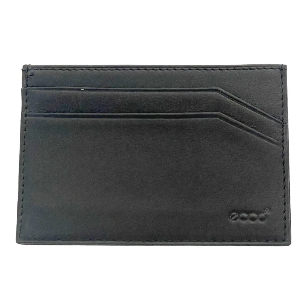 ECCO Black Leather Multi Card‎ Holder WALLET FORMAL CASE NEW